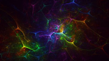 Soyut çok renkli fraktal ışık arkaplanı 3B görüntüleme