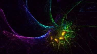 Soyut çok renkli fraktal ışık arkaplanı 3B görüntüleme