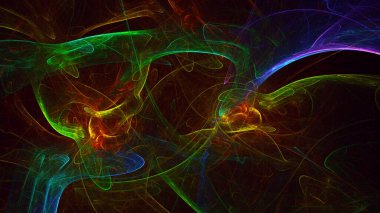 Soyut çok renkli fraktal ışık arkaplanı 3B görüntüleme