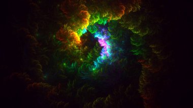 Soyut çok renkli fraktal ışık arkaplanı 3B görüntüleme