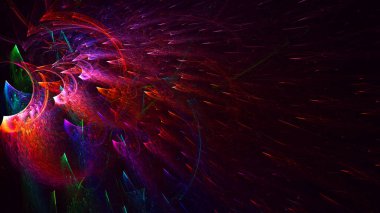 Soyut çok renkli fraktal ışık arkaplanı 3B görüntüleme