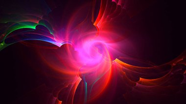 Soyut çok renkli fraktal ışık arkaplanı 3B görüntüleme
