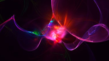 Soyut çok renkli fraktal ışık arkaplanı 3B görüntüleme