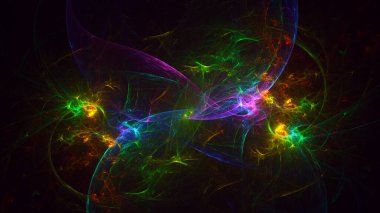 Soyut çok renkli fraktal ışık arkaplanı 3B görüntüleme
