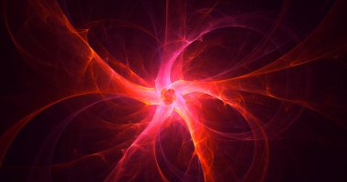 Soyut kırmızı fraktal ışık arkaplanı 3 boyutlu oluşturuluyor