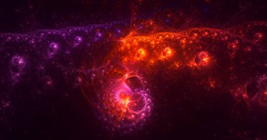 Soyut kırmızı fraktal ışık arkaplanı 3 boyutlu oluşturuluyor