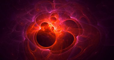 Soyut kırmızı fraktal ışık arkaplanı 3 boyutlu oluşturuluyor