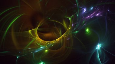 Parlak merkezli, soyut, çok renkli fraktal ışık arkaplanı oluşturuluyor