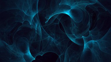 Soyut mavi fraktal ışık arkaplanı 3 boyutlu oluşturuluyor