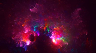 Soyut çok renkli fraktal ışık arkaplanı 3B görüntüleme