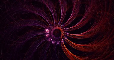 Soyut kırmızı fraktal ışık arkaplanı 3 boyutlu oluşturuluyor
