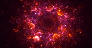 Soyut kırmızı fraktal ışık arkaplanı 3 boyutlu oluşturuluyor