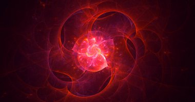 Soyut kırmızı fraktal ışık arkaplanı 3 boyutlu oluşturuluyor