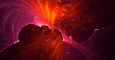 Soyut kırmızı fraktal ışık arkaplanı 3 boyutlu oluşturuluyor