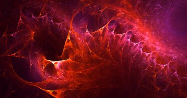Soyut kırmızı fraktal ışık arkaplanı 3 boyutlu oluşturuluyor