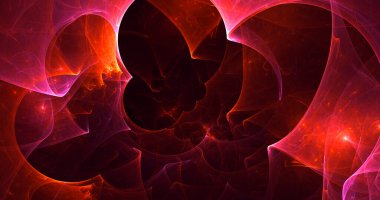 Soyut kırmızı fraktal ışık arkaplanı 3 boyutlu oluşturuluyor