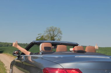 doğada bir lüks Cabrio araba ile büyük çift sürücüler