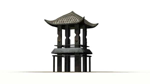 Asian pagoda tower - isolated on white background