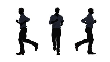 insanlar siluet - adam çalışır - 3 farklı gösterim - beyaz arka plan üzerinde izole