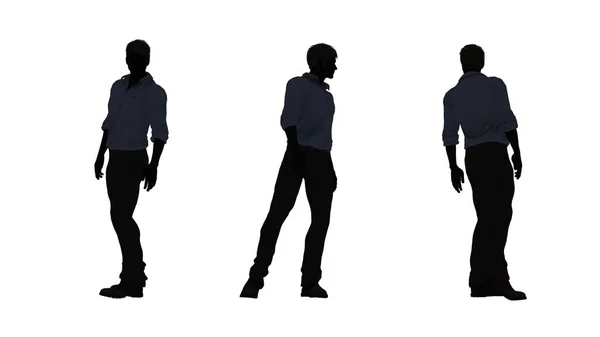People Silhouette Man Looks Diferent Views Isolated White Background — Stock Photo, Image