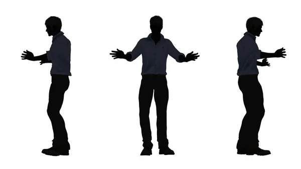 People Silhouette Man Surprised Diferent Views Isolated White Background — Stock Photo, Image