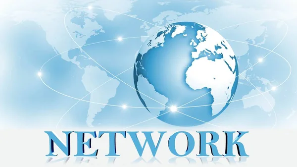 Rede Letras Frente Fundo Conceito Negócios Internet Rede Global Renderização — Fotografia de Stock