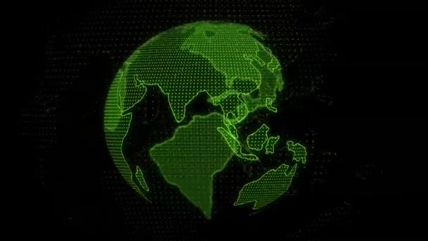 Spinning Digital Jorden Världen Grönt — Stockvideo