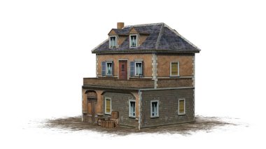 beyaz bir arka plan üzerinde izole bir kum alanında - Ortaçağ manor