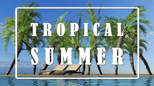 Texto Verão Tropical Ilha Paisagem Verão Conceito Destino Férias — Fotografia de Stock