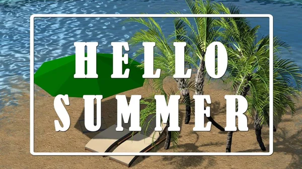 Text Hello Summer Концепція Розкішної Відпустки Відпустки Красивий Літній Пейзаж — стокове фото