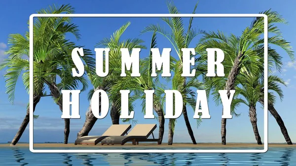 テキスト 夏の休日 島の夏の風景 休日の目的地のコンセプト — ストック写真