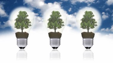 yenilenebilir enerji kavramı-mavi gökyüzü arka planda izole