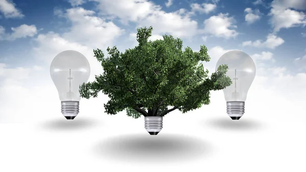 Concepto Energía Renovable Símbolo Energía Verde Aislado Sobre Fondo Celeste — Foto de Stock