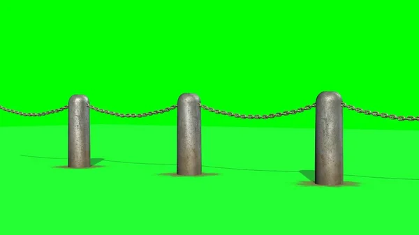 chains blockade - isolated on a green screen background