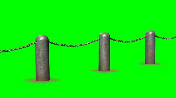 chains blockade - isolated on a green screen background