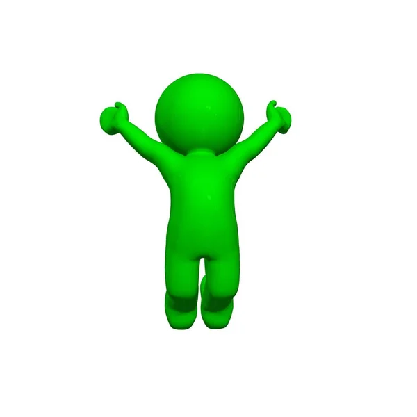 Green People Cheer Isolated White Background — Stock Photo, Image