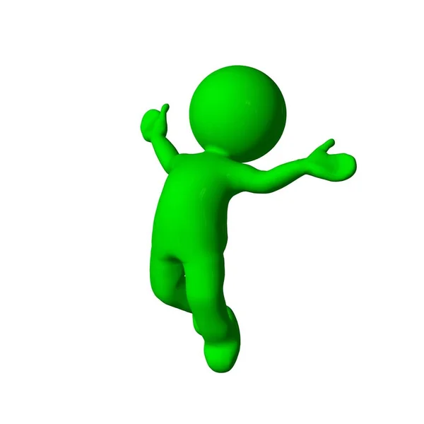 Green 3D People - Jump - isolated on white background