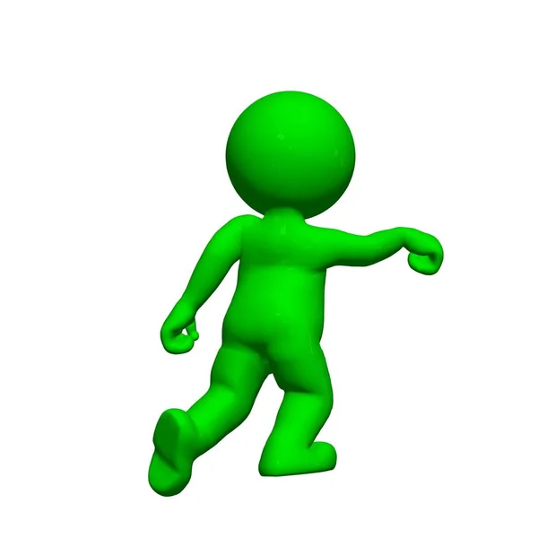 グリーン3D ピープル ポイント 白の背景に分離 — ストック写真