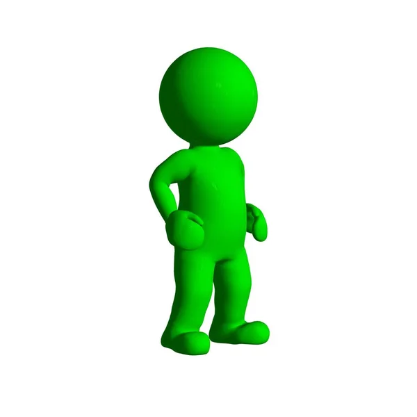 Green People Stand Isolado Fundo Branco — Fotografia de Stock