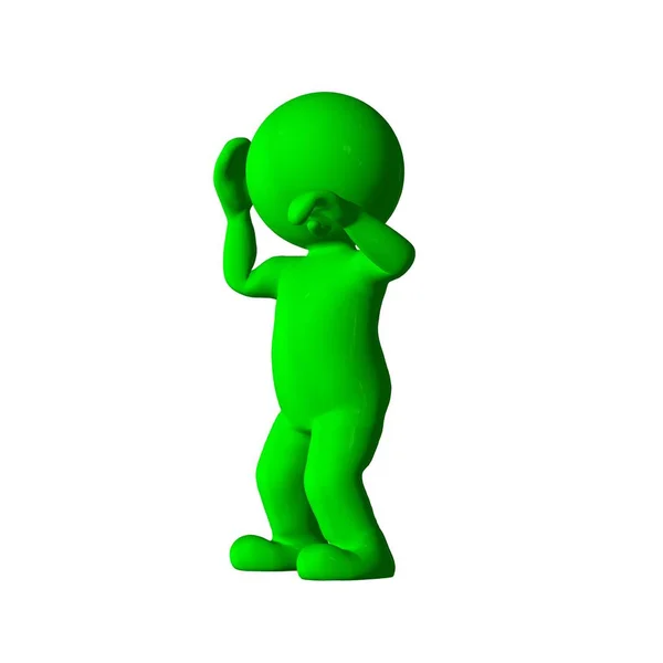 Green People Pensare Isolato Sfondo Bianco — Foto Stock