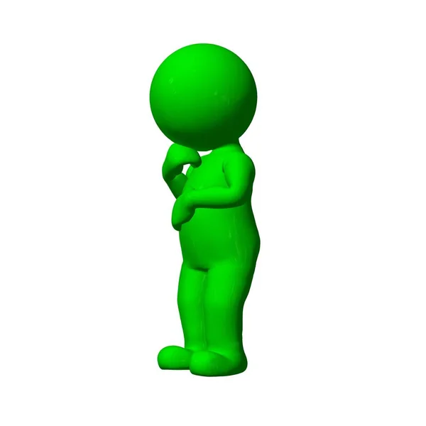 Green People Pensare Isolato Sfondo Bianco — Foto Stock