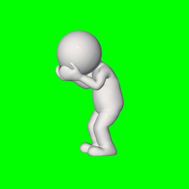 3D Insanlar-Cry-yeşil ekranda izole