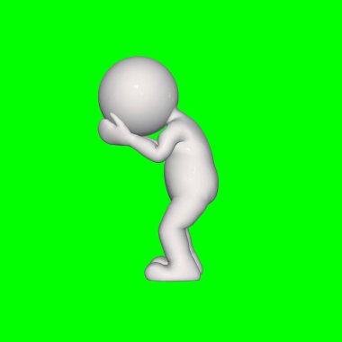 3D Insanlar-Cry-yeşil ekranda izole