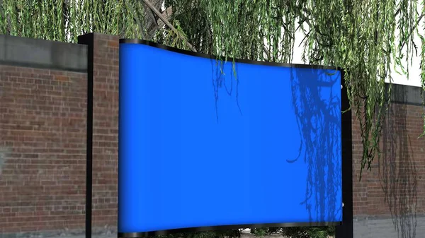 Leere Plakatwand Blauer Bildschirm Der Natur Auf Weißem Hintergrund Getrennt — Stockfoto