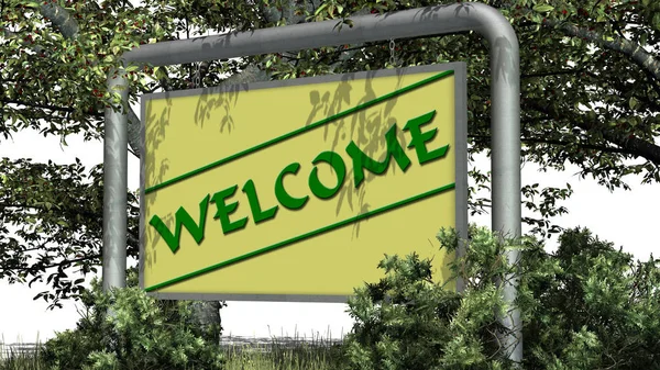 Welcome Sign Board Park Trees Isolated White Background — Stock Photo, Image