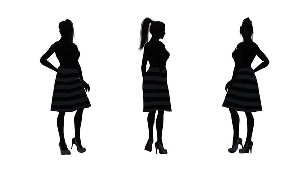 People Silhouette Woman Looks Different Views Isolated White Background — Stock Photo, Image