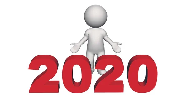 至2020年的年度变化 3D人 因白人背景而被隔离 — 图库照片