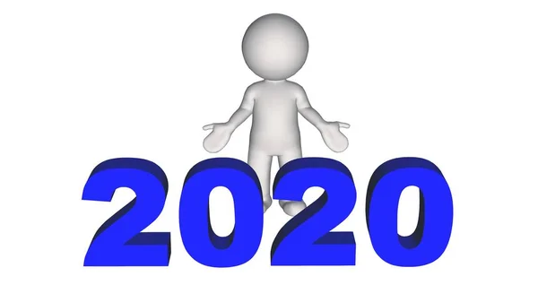 至2020年的年度变化 3D人 因白人背景而被隔离 — 图库照片