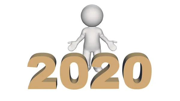 Αλλαγή Έτους Έως 2020 Άτομα Απομονώνονται Λευκό Φόντο — Φωτογραφία Αρχείου