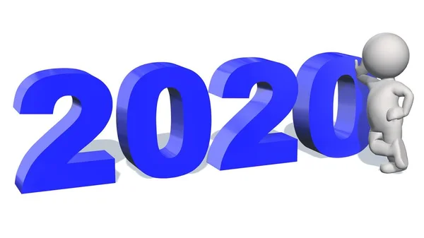 至2020年的年度变化 3D人 因白人背景而被隔离 — 图库照片